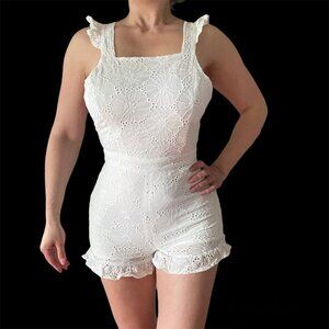 JOA LOS ANGELES Beautiful White Cotton Boho Romper